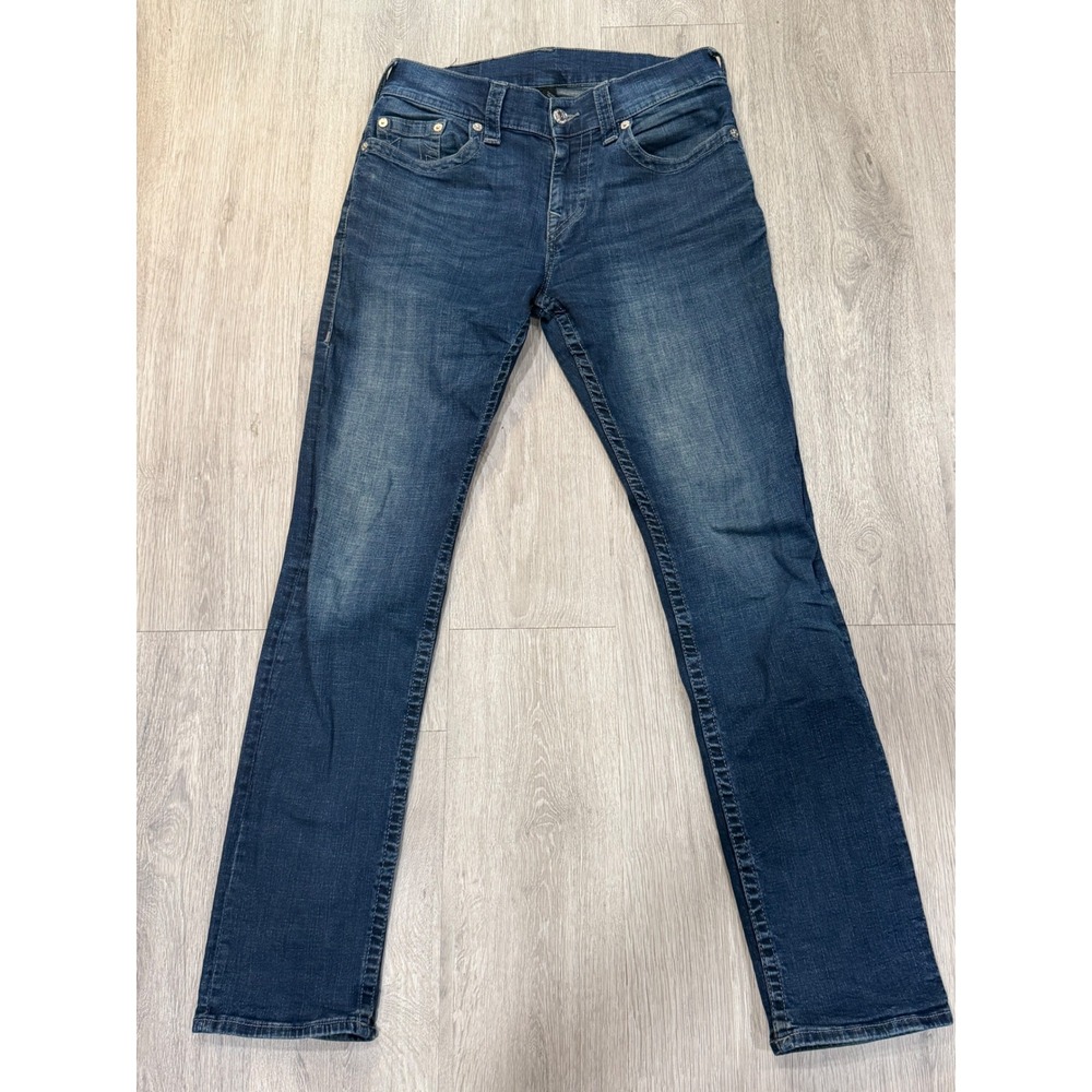True Religion Rocco Relaxed Skinny Jeans Men's 32x32 Dark Wash Horseshoe Stitch